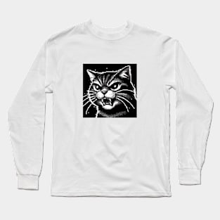 Angry cat in pixel art Long Sleeve T-Shirt